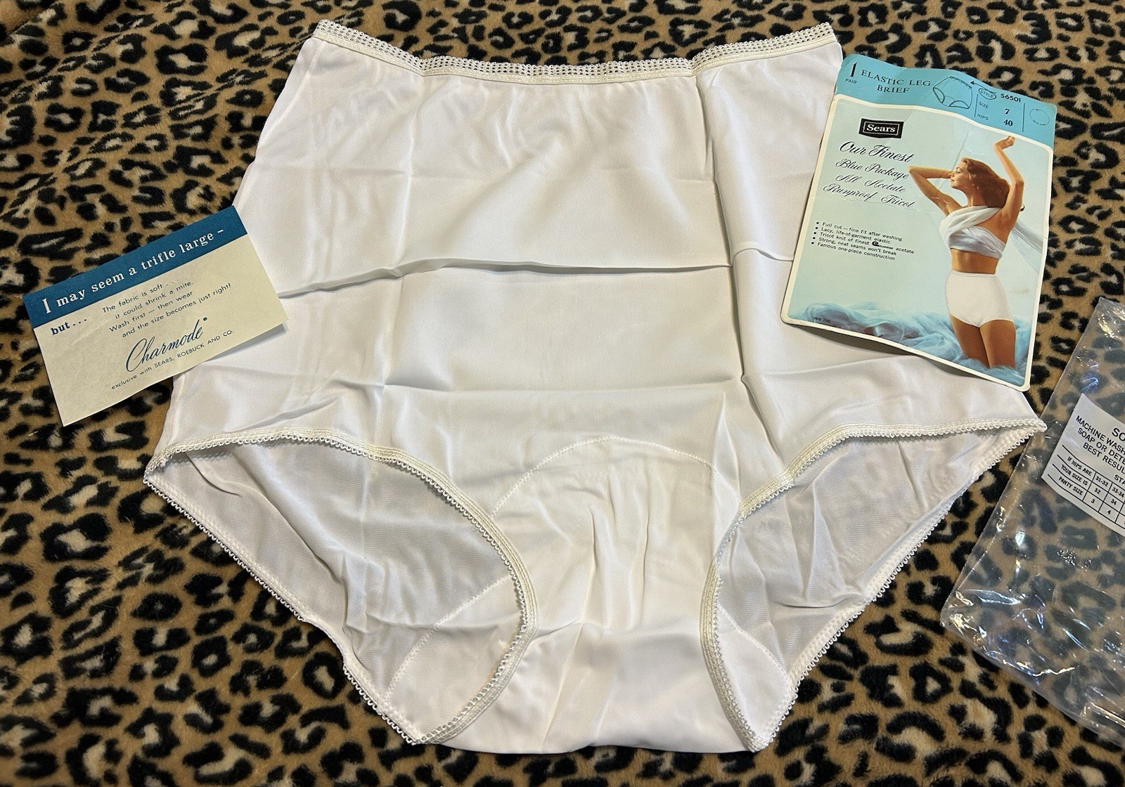 Vintage Sears Women’s Finest Blue Package Brief Underwear Acetate Tricot Size 7