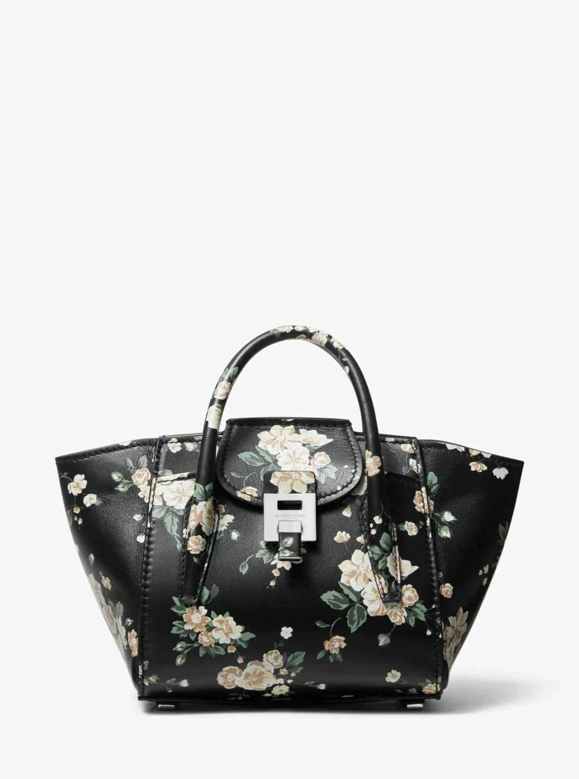 Michael Kors Collection Bancroft Mini Floral Calf Leather Satchel Black Bag $990