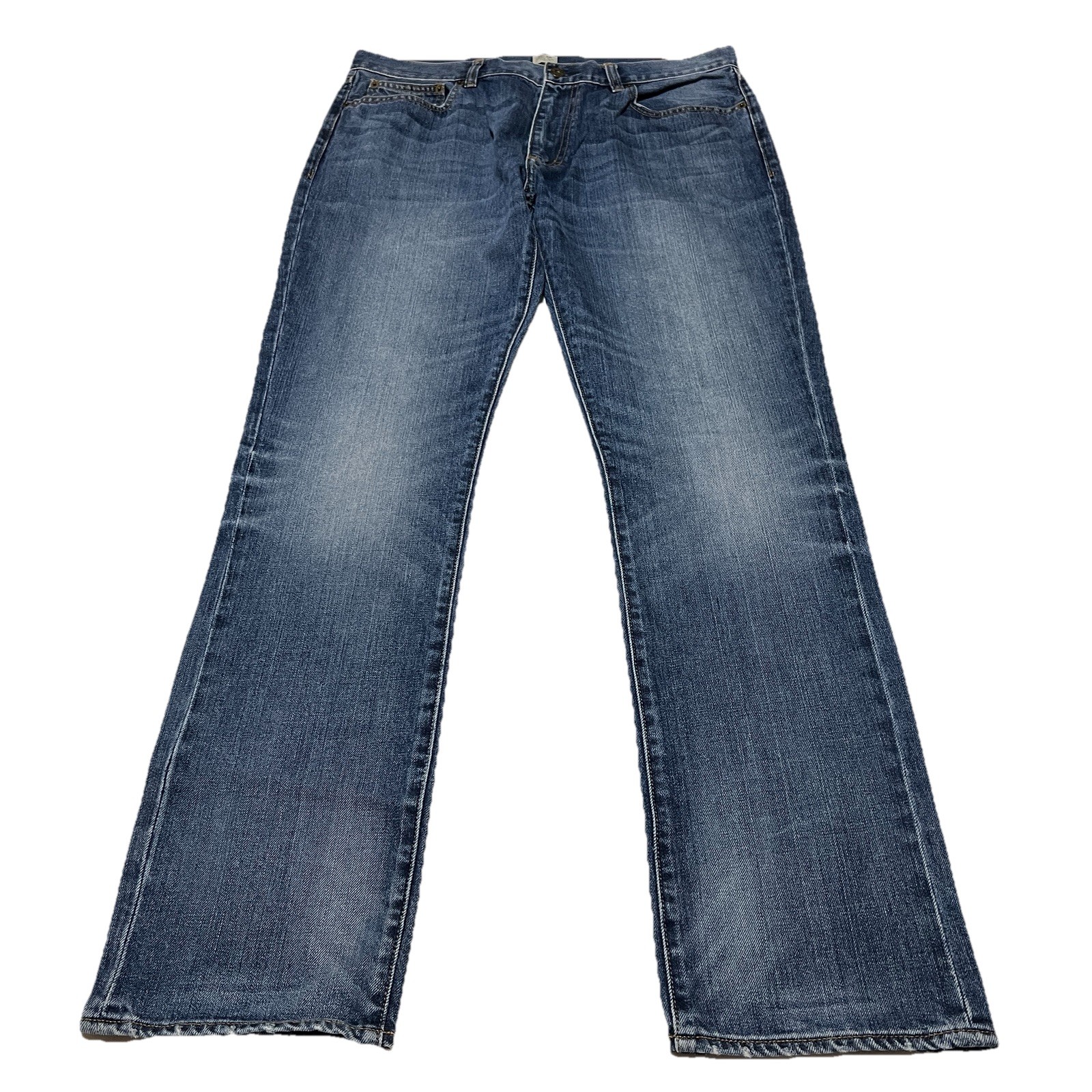 J Crew Mens Size 36×33.5 Distressed Urban Slim Straight Denim Cotton Blue Jeans