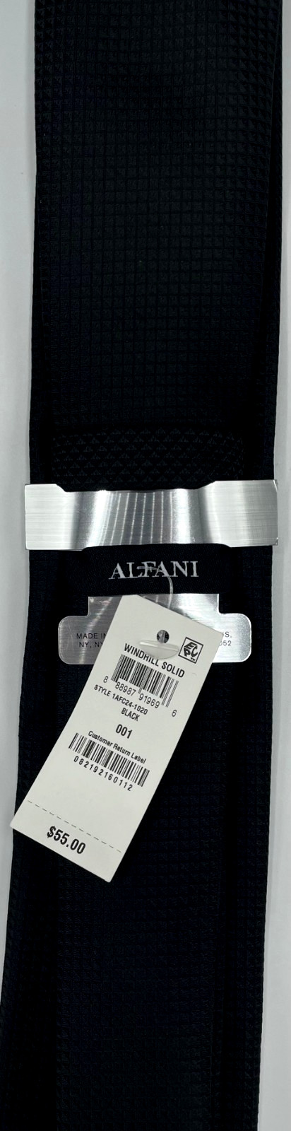 ALFANI Men’s Polyester Tie ~ Black ~ Windhill Solid ~ NEW MSRP: $55.