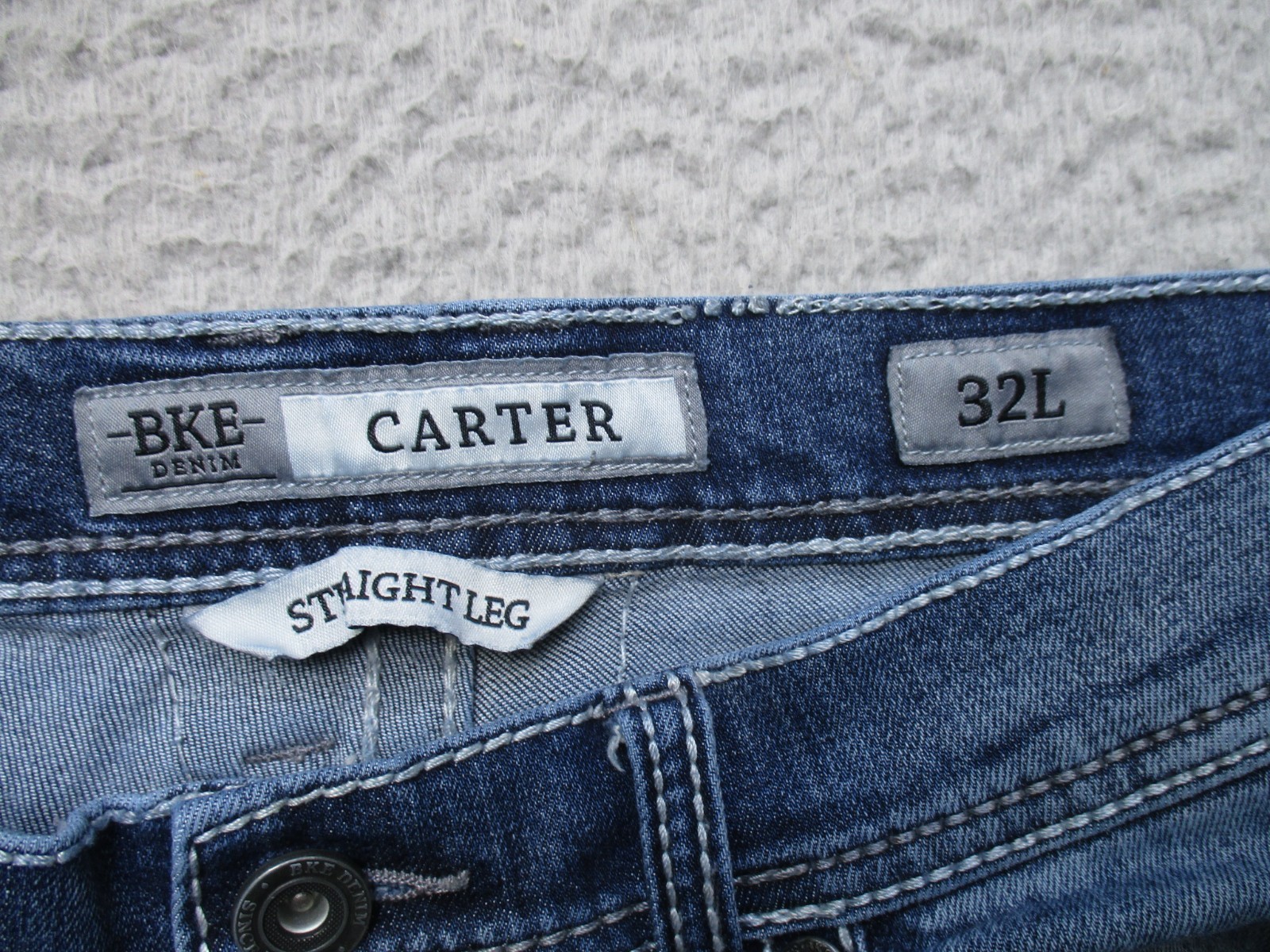 BKE Jean Men 32 Blue Carter Straight Buckle Stretch Denim Western Cowboy