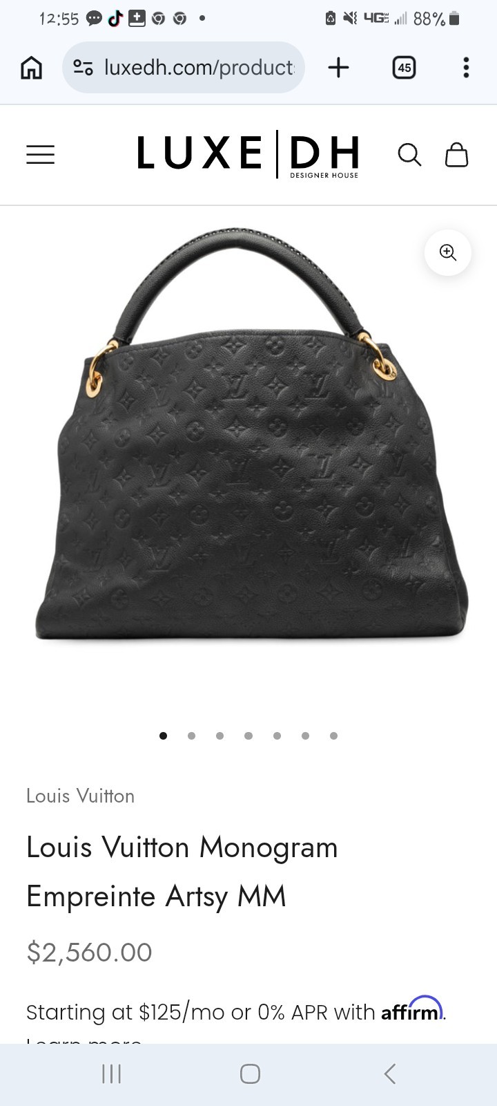 Louis Vuitton Empreinte Monogram Artsy MM Black Hobo w/ Detachable Strap