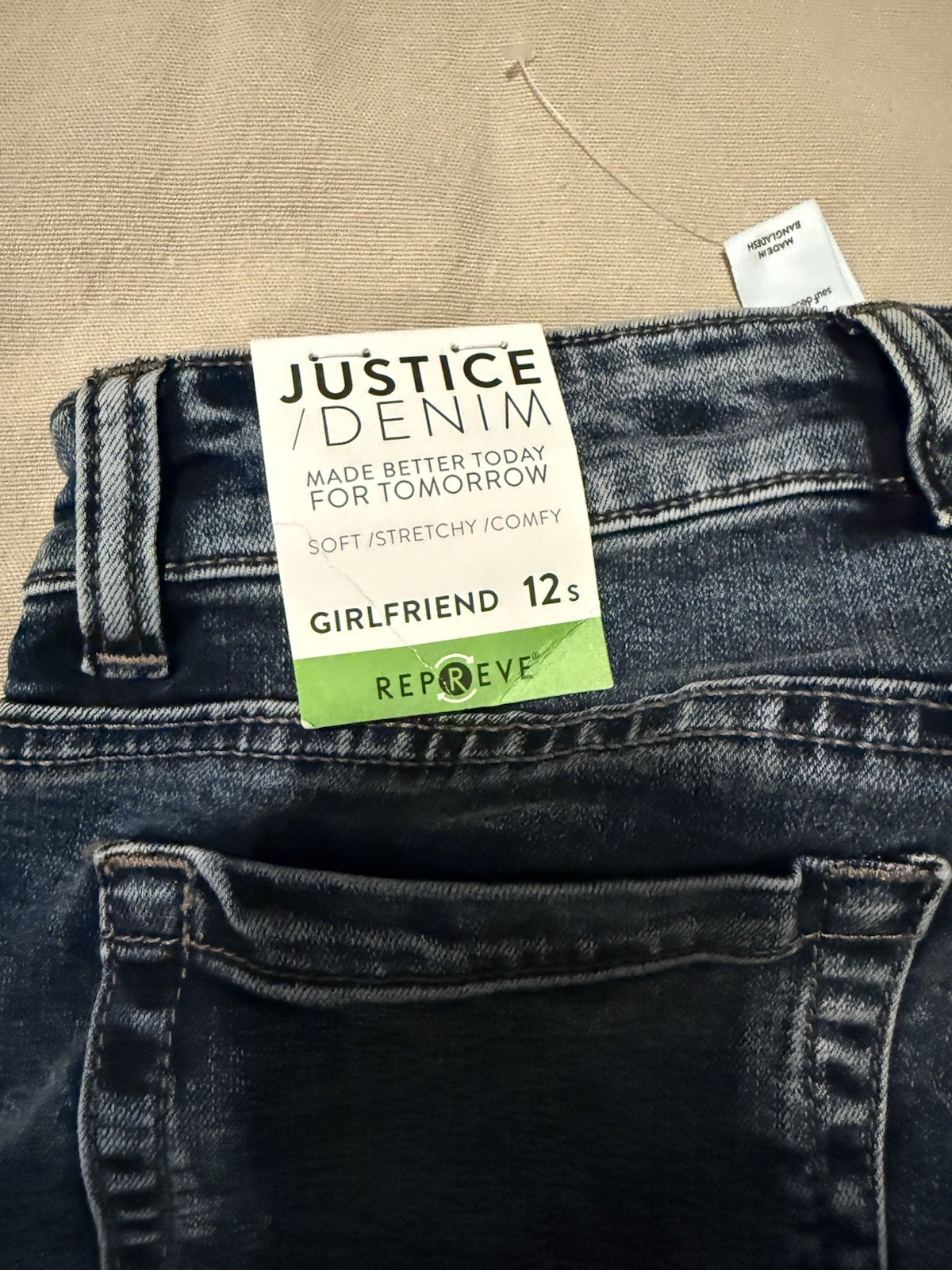 Justice NWT Girlfriend Soft Stretchy Blue Jeans Girls Sz 12 Slim