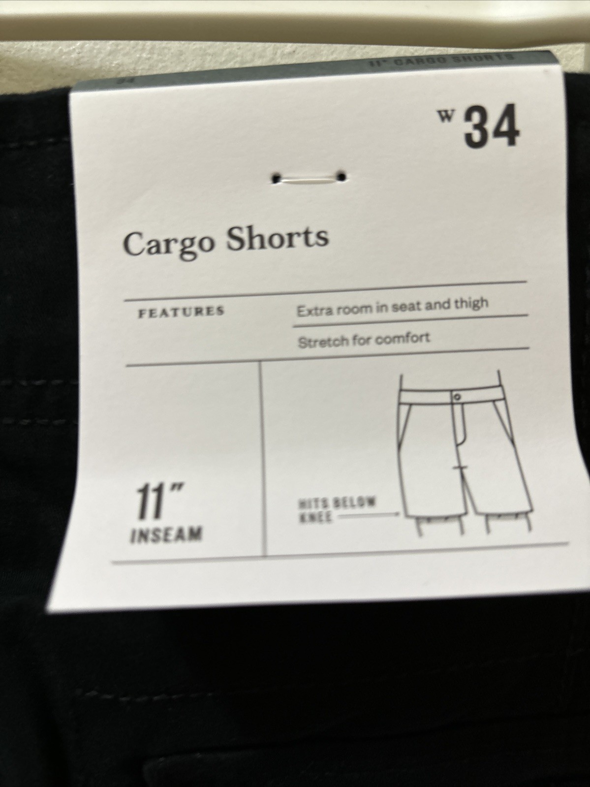 Mens Cargo Shorts 6 pockets 11” Inseam 34” Waist BLACK Goodfellow & Co BRAND NEW