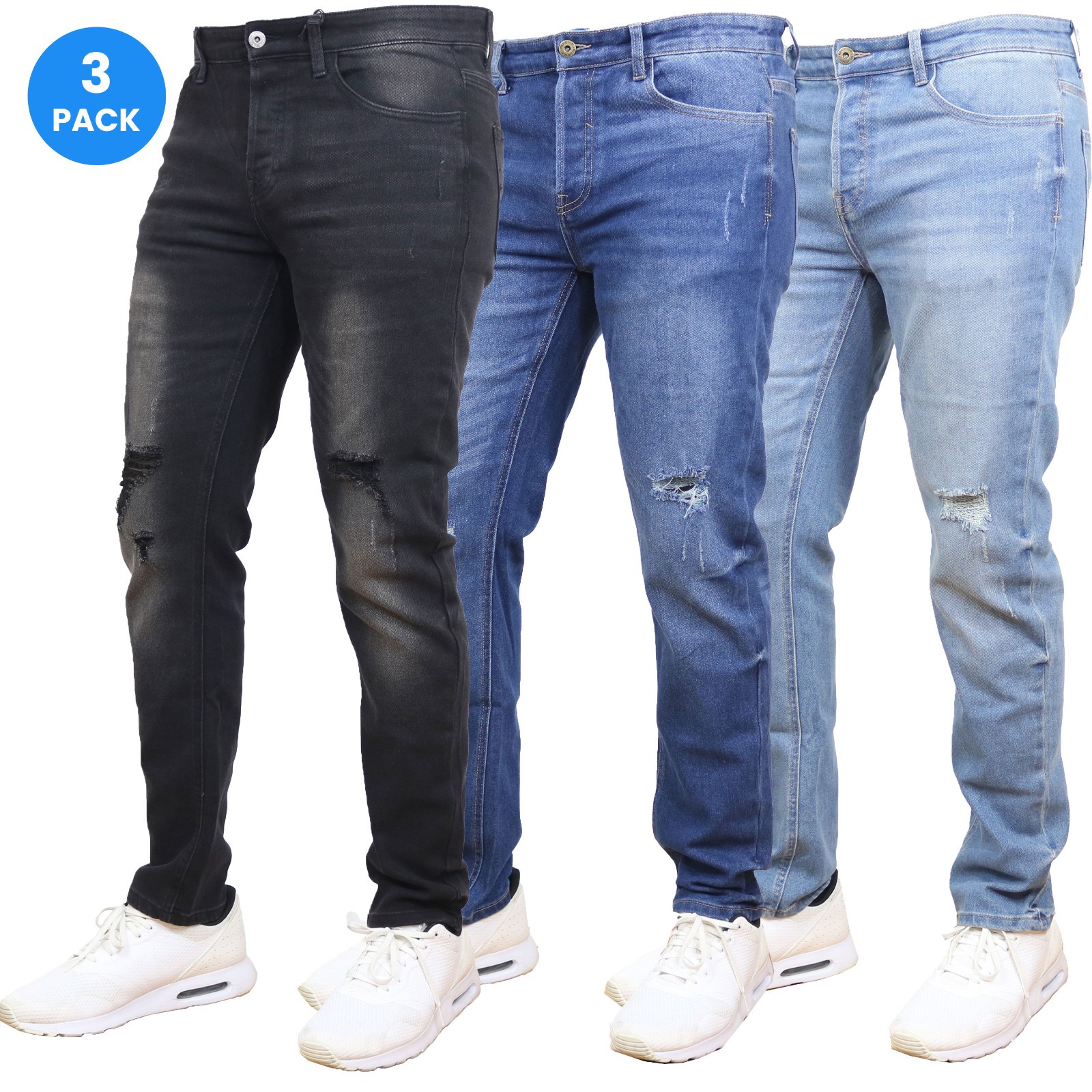Men’s Ripped Stretch Brand New Jeans (Sizes- 30-42) With Free Shipping