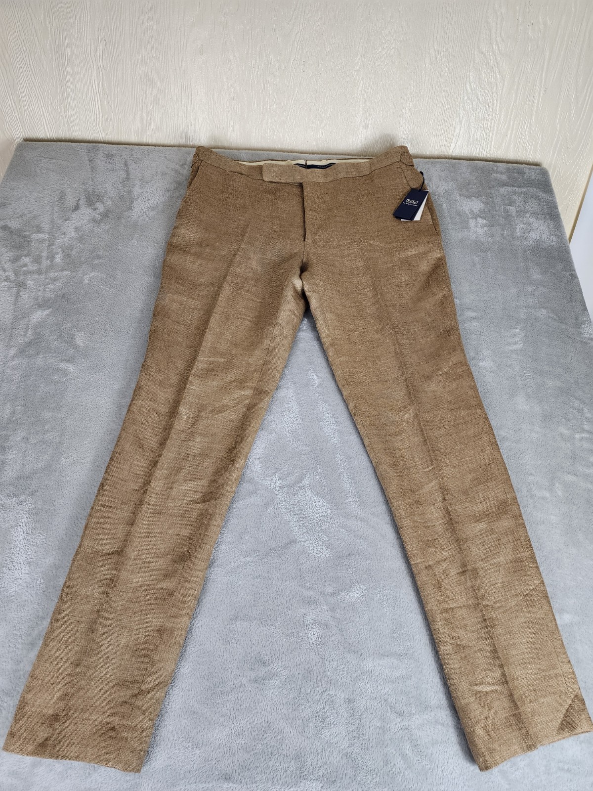 Polo Ralph Lauren Men’s Tan Linen Dress Pants Classic Fit Straight Leg 38W