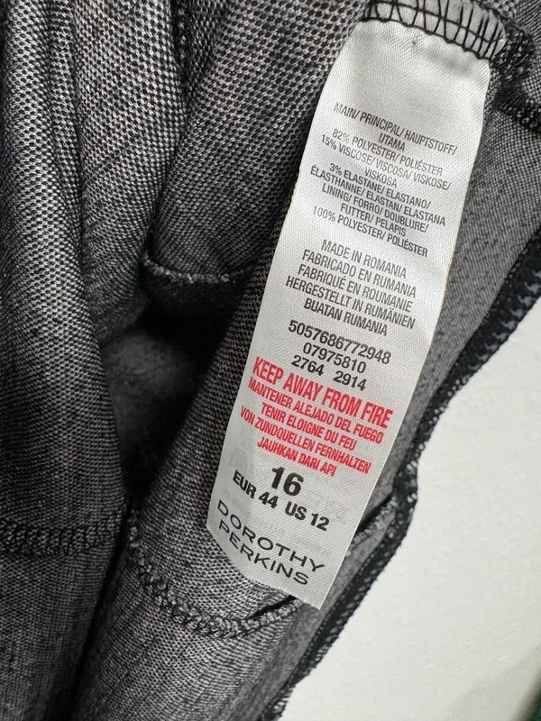 Dorothy Perkins Grey Check Shift Dress UK 16 Short Sleeve Stretch Lined 2197