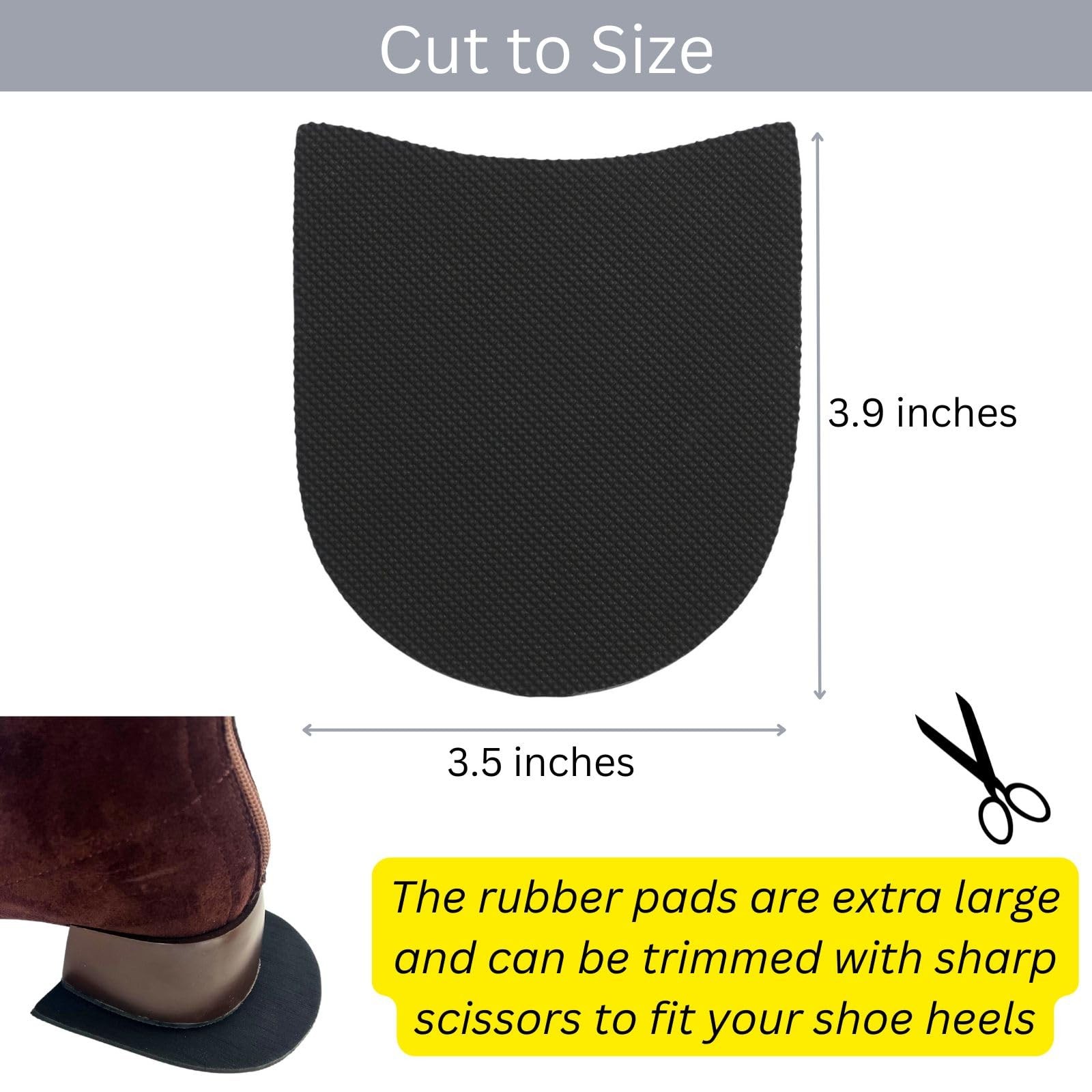 Shoe Heel Repair Rubber Pads Extra Large, 4mm (5/32 Inch) 1 Pair, Black