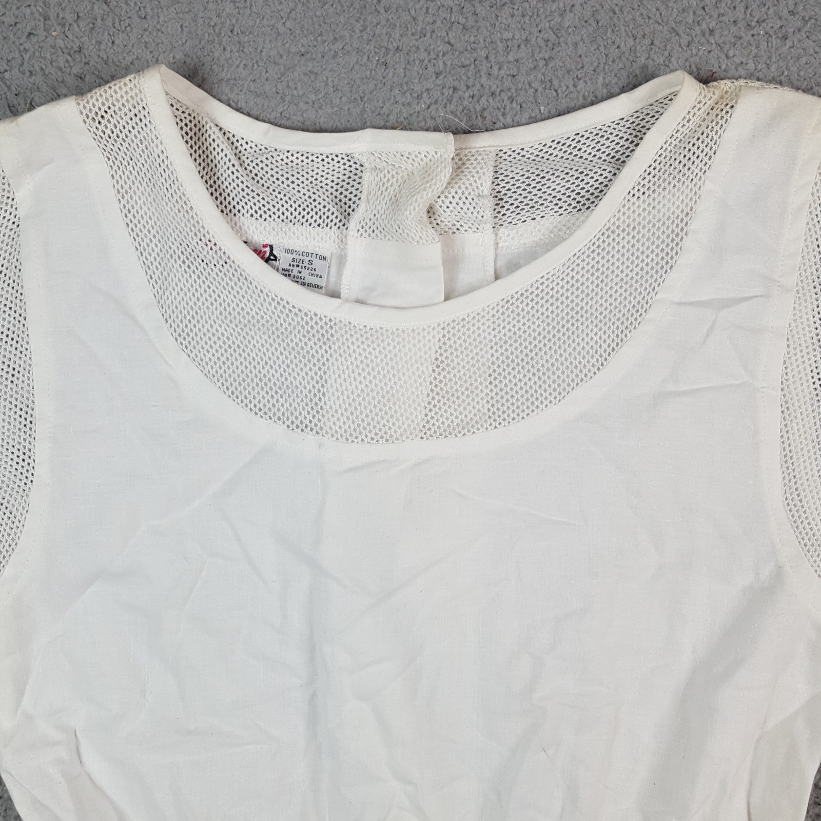 Vintage 80s Cap Sleeve Athletic Romper Size S White Tennis Mesh French Playsuit