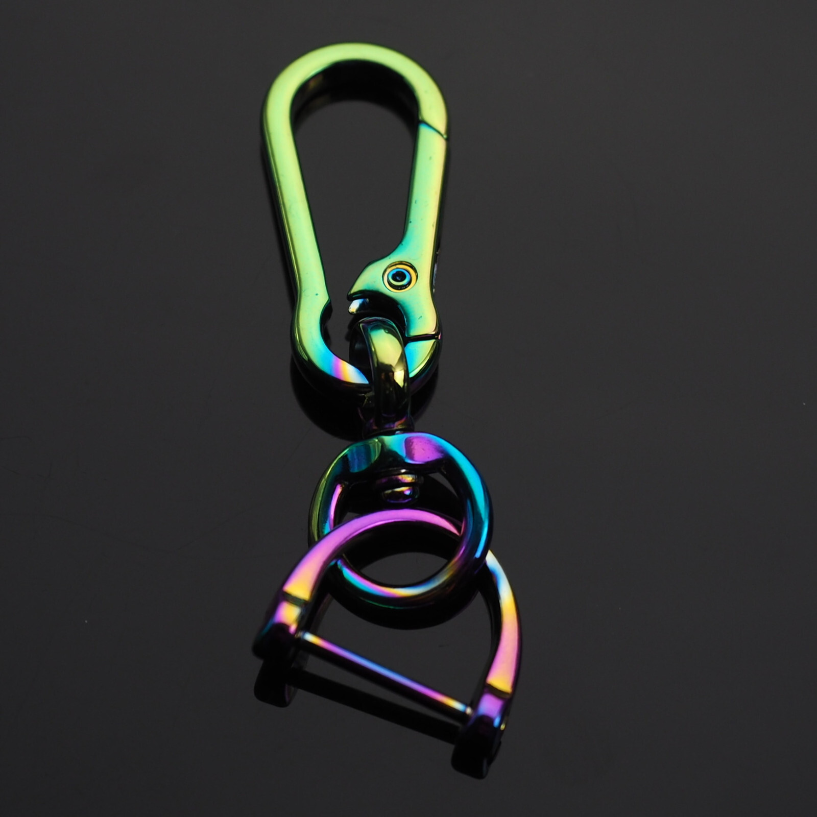 Keychain Clip Bag Belt Ergonomic Car Ring Key 360 Fob D-Ring Buckle Holder Neon