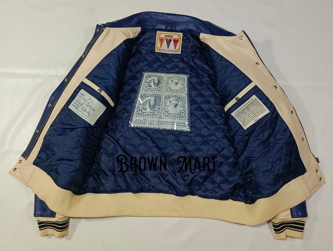 RARE Vintage 90s Avirex Cascade Renegades Indian leather Varsity Jacket