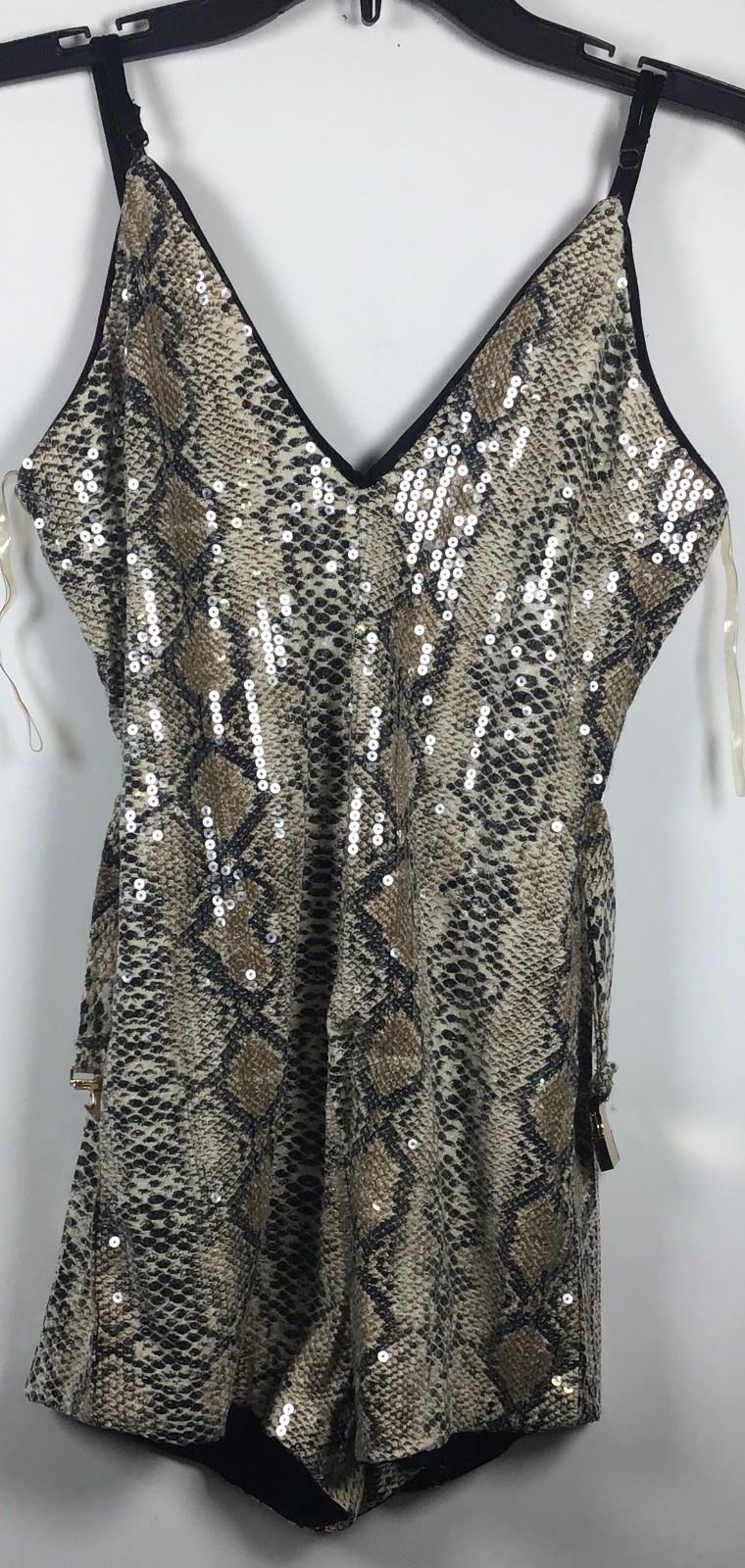 Celebrity Women’s Short Sleeveless Med Zippered Snakeskin Dance Romper Jumpsuit