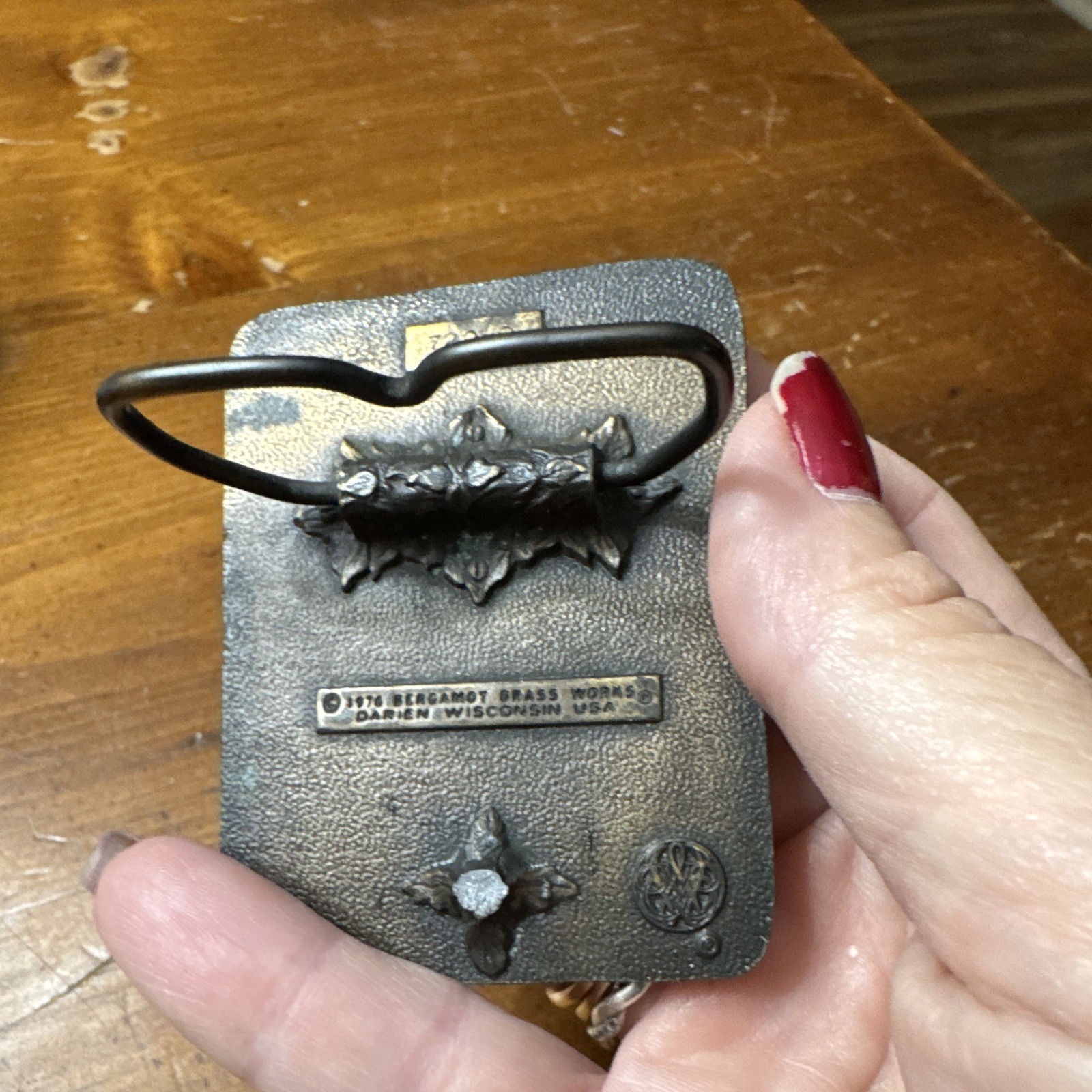 Bergamot Brass Works 7204 Rectangular Moose Scene Belt Buckle Fits 1.75″