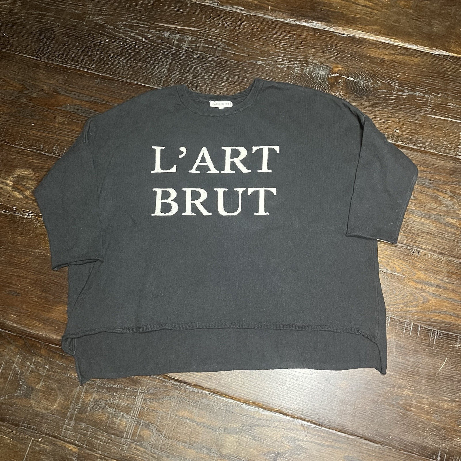 Each x Other Paris Crew Neck Cotton Cashmere Sweater Black L’Art Brut Sz S READ