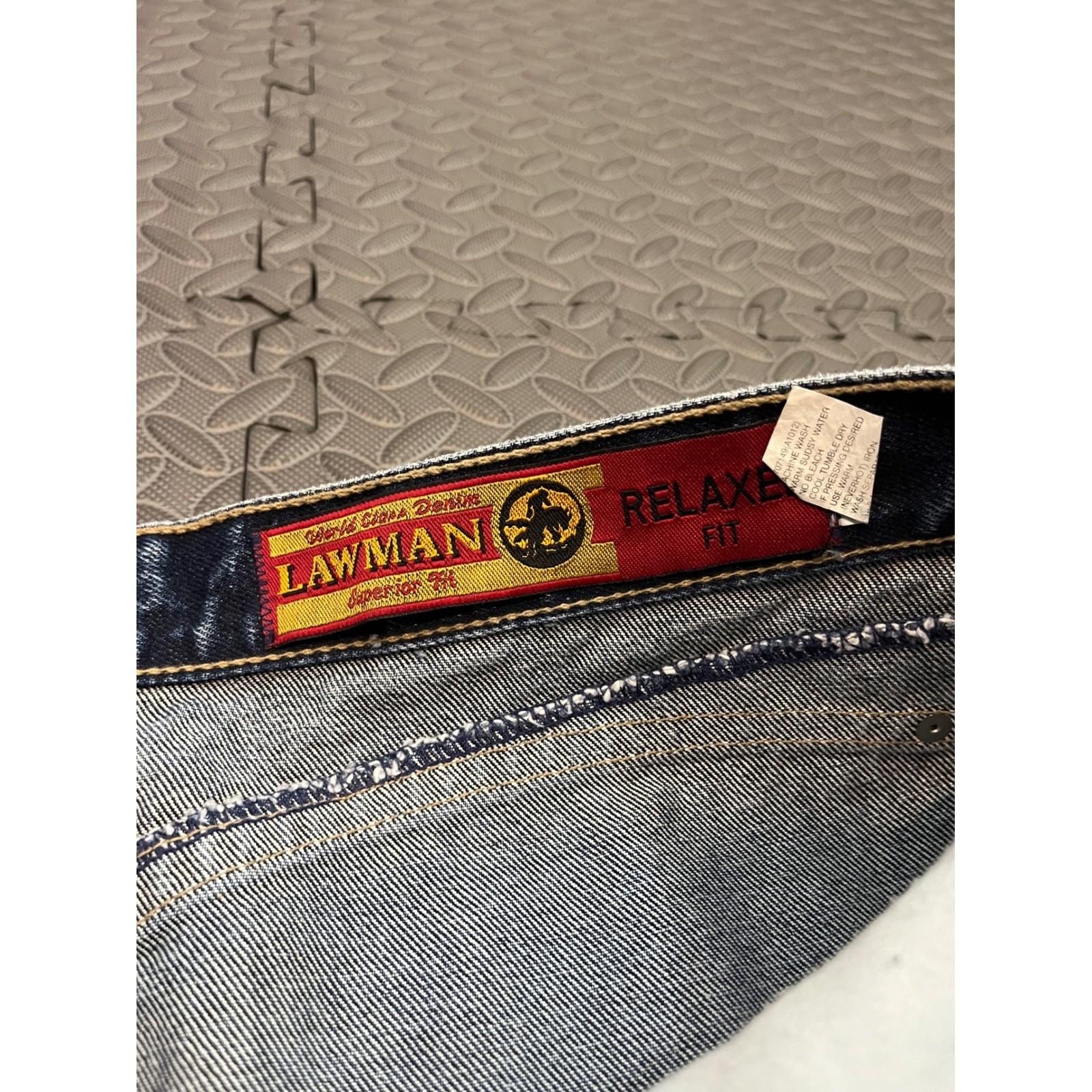 Lawman Western Jeans Womens 21/22 Blue Relaxed Fit High Rise Studded 90s Vintage