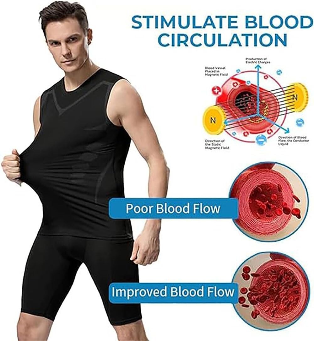 Men Compression Shirt Version Ionic Shaping Sleeveless Vest Tank Top S-2XL