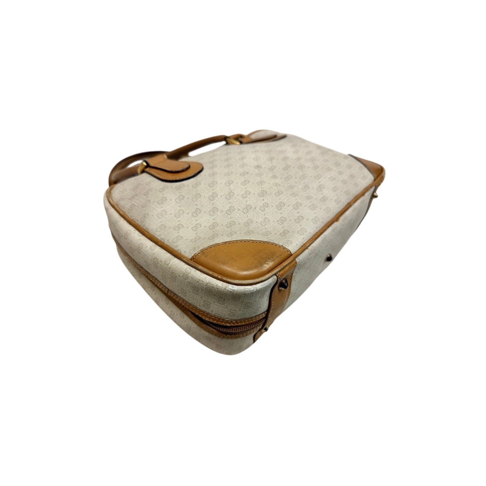 GUCCI Cream GG Monogram Micro Supreme Top Handle Vtg Bag|COA