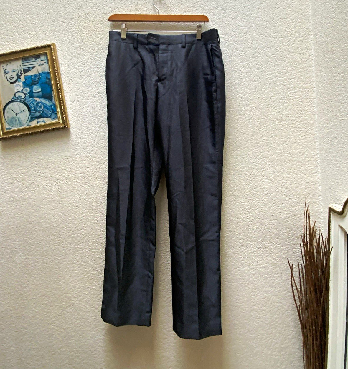 Apt. 9 Men’s Gray Herringbone Pleated Dress Pants Modern Fit Waist 30