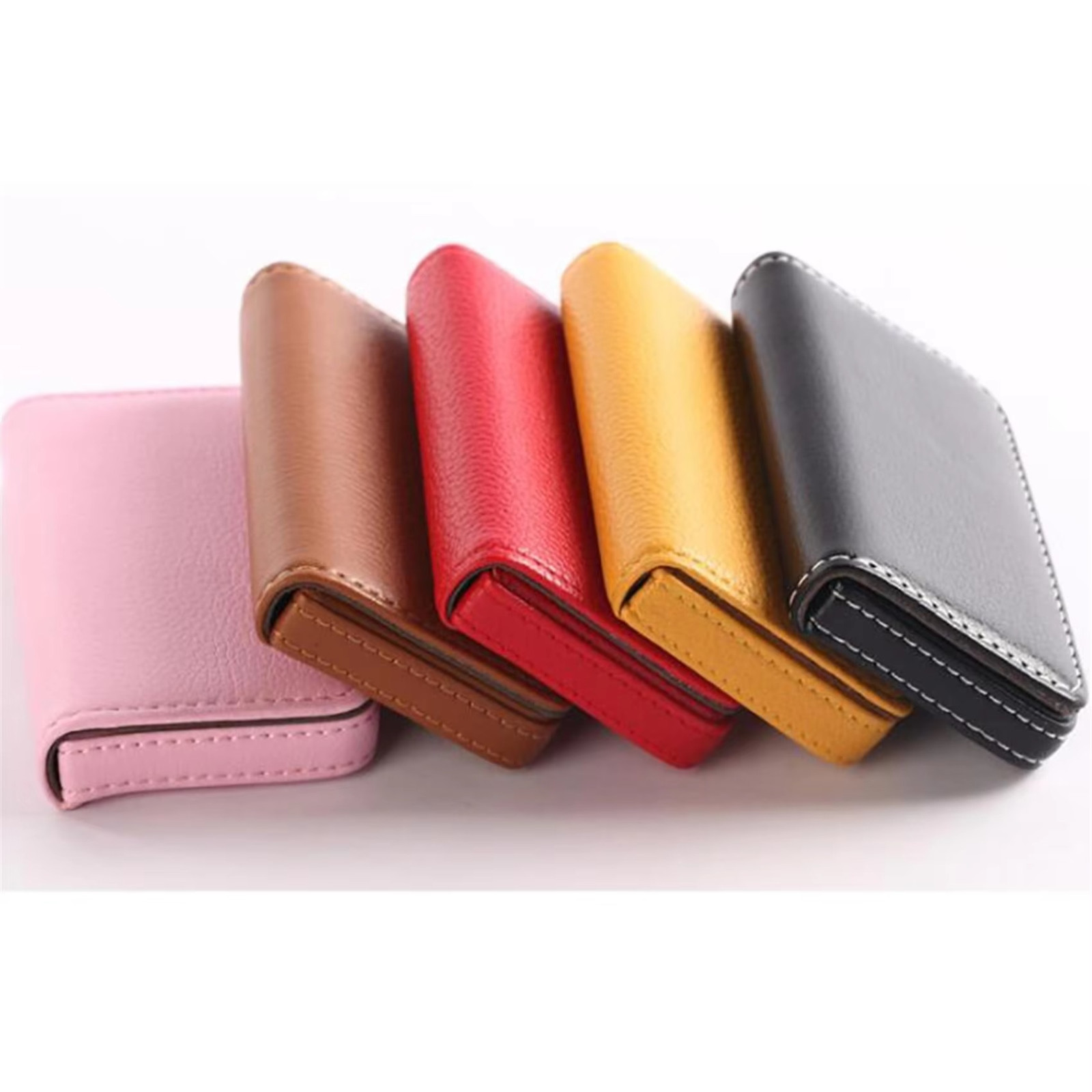 PU Leather Business Card Holder – Professional Pocket Wallet w/ Magnetic Closure