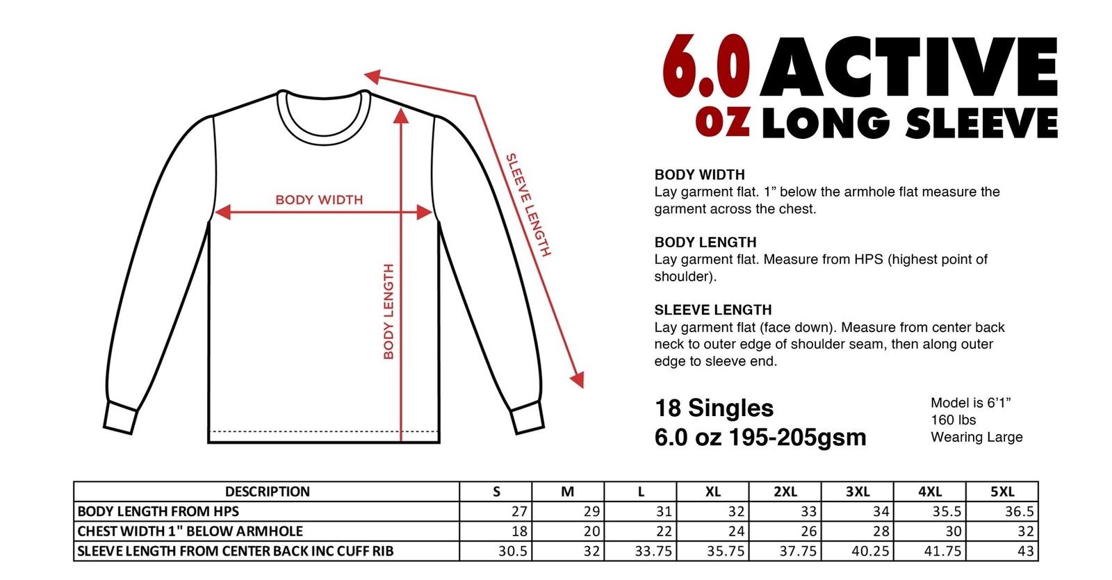 Shaka Wear Active Long Sleeve Plain Casual Crew Neck T-Shirt SM-3X