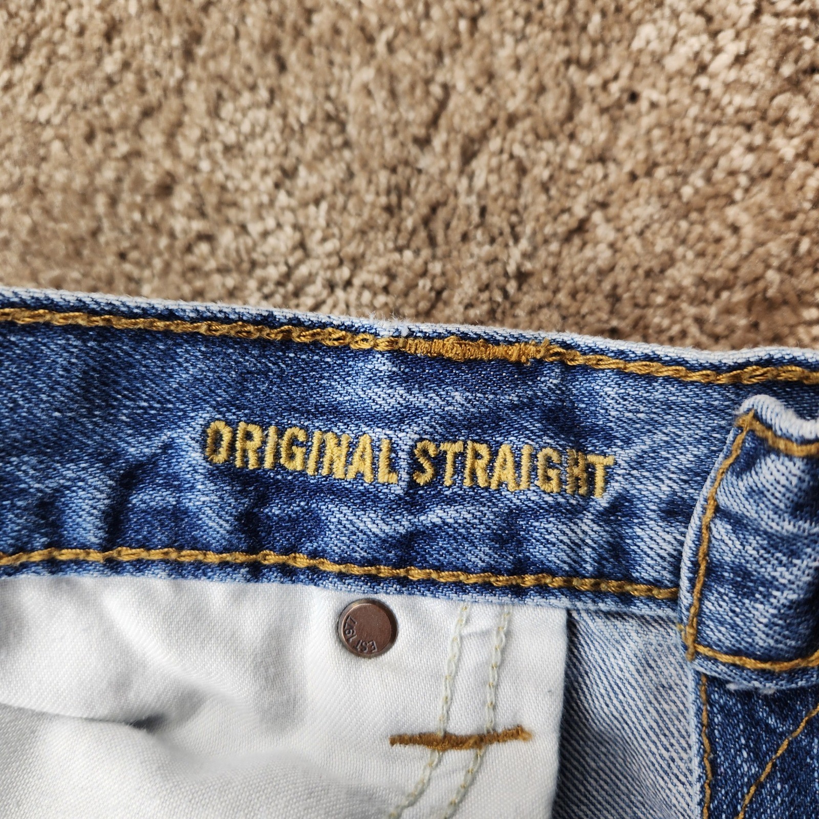 American Eagle Outfitters Mens Original Straight Blue Jeans 38×32 Medium Wash