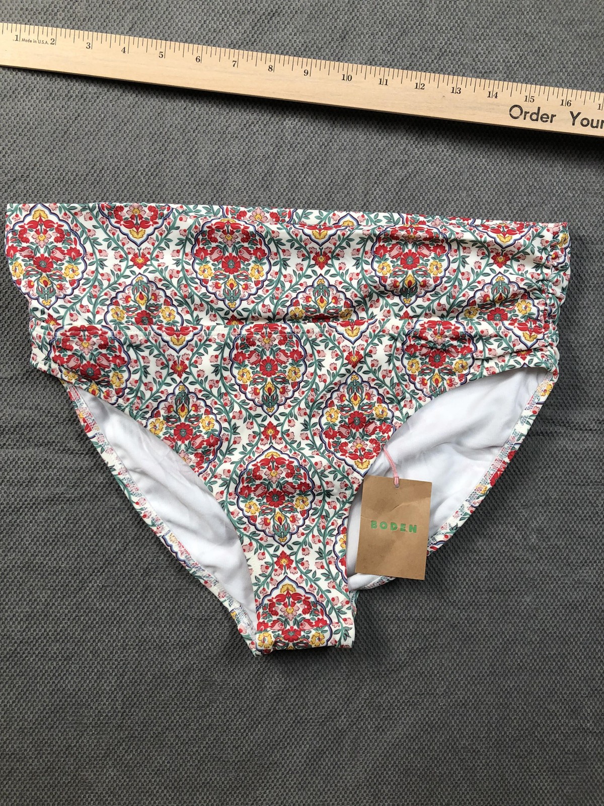 Boden Swim Bottom Womens 8 Multicolor Floral High Waisted Lined Stretch Bikini
