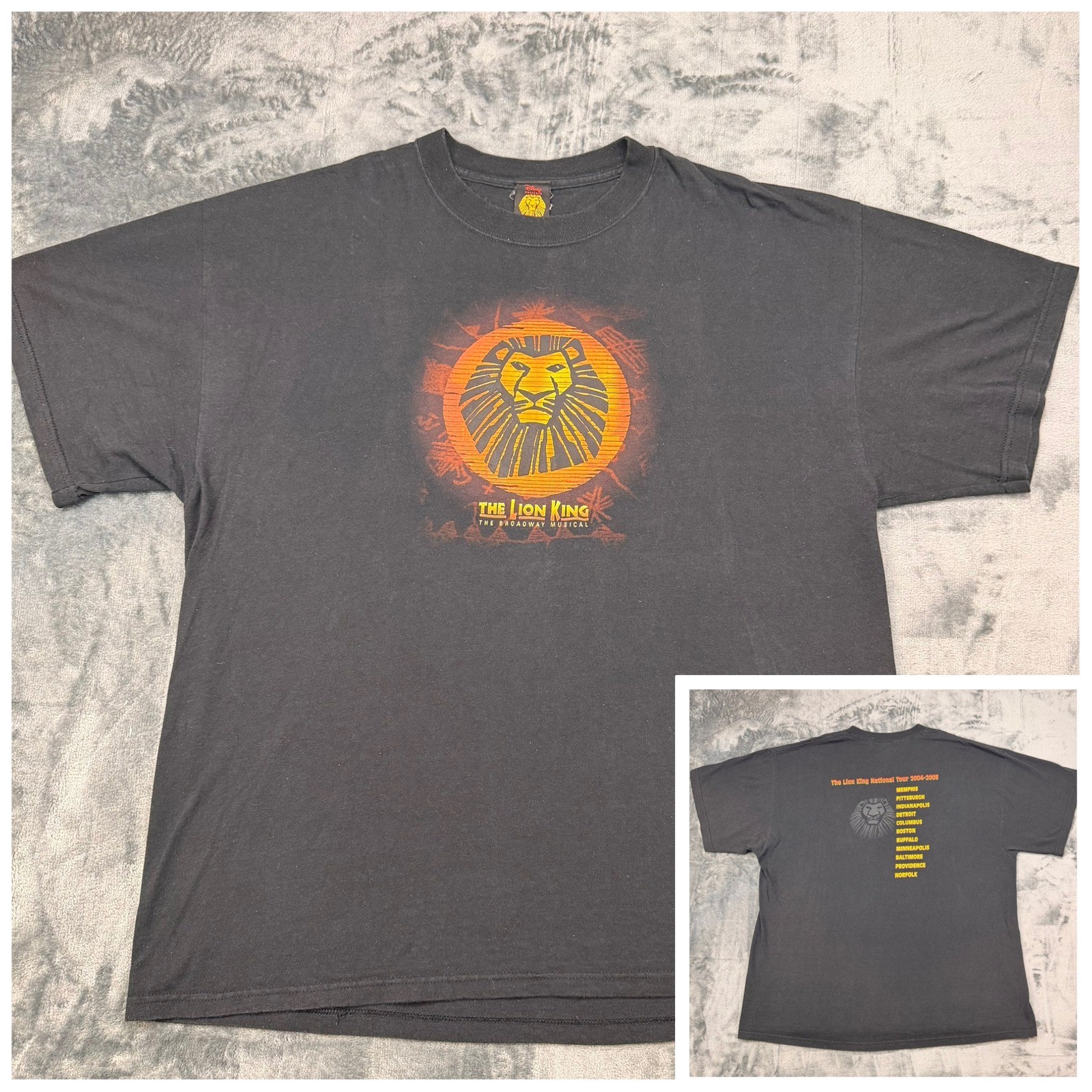 VTG Disney The Lion King Broadway Musical 2004-2005 Tour T-Shirt Mens XL Black
