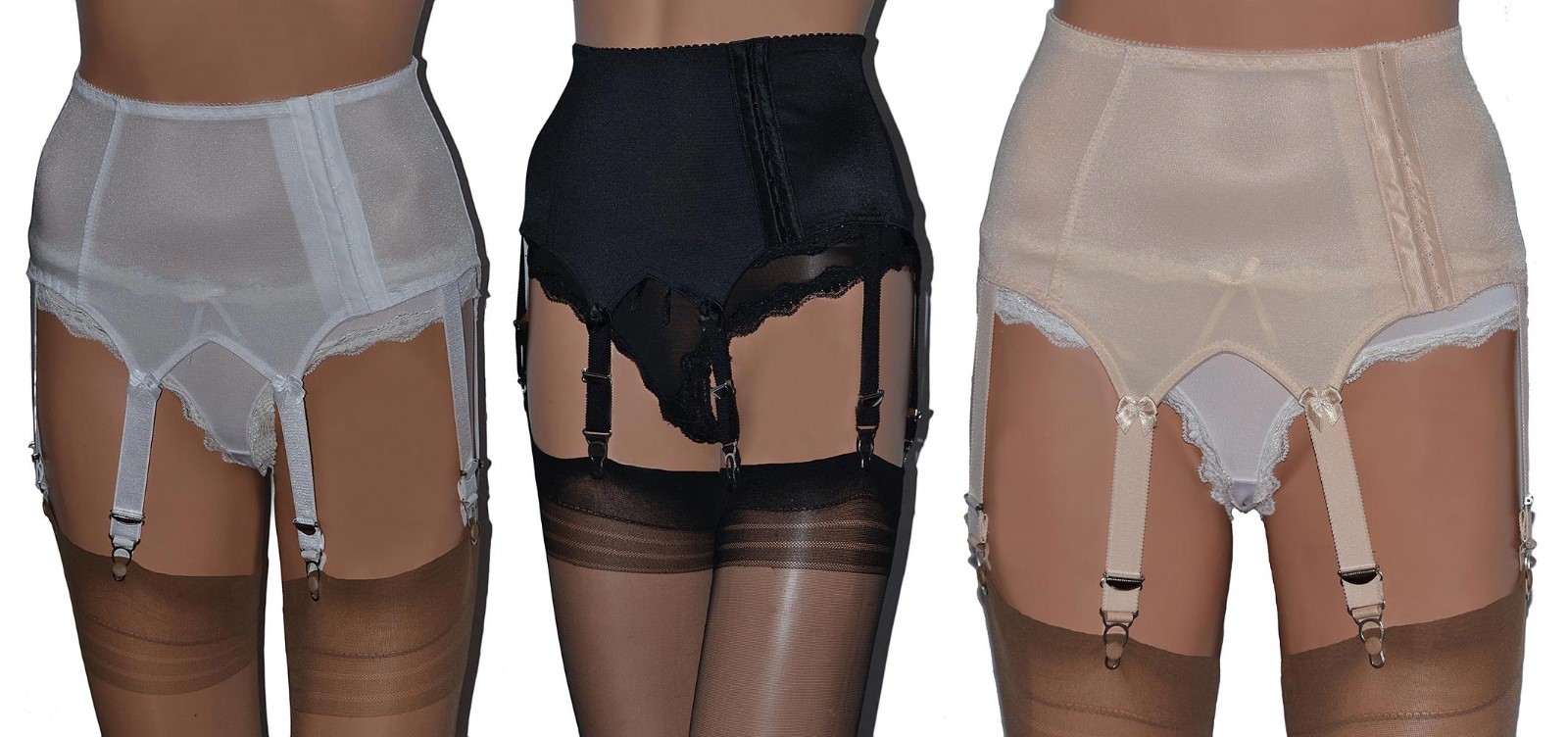 6 Strap Retro Suspender Belts High Waist Black, Beige, White Top Quality S- 4XL