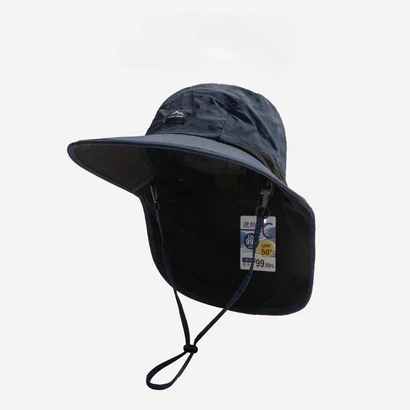 Wide Brim Sun Hat with Neck Flap UV Protection Hiking Fishing Cap for Men Women