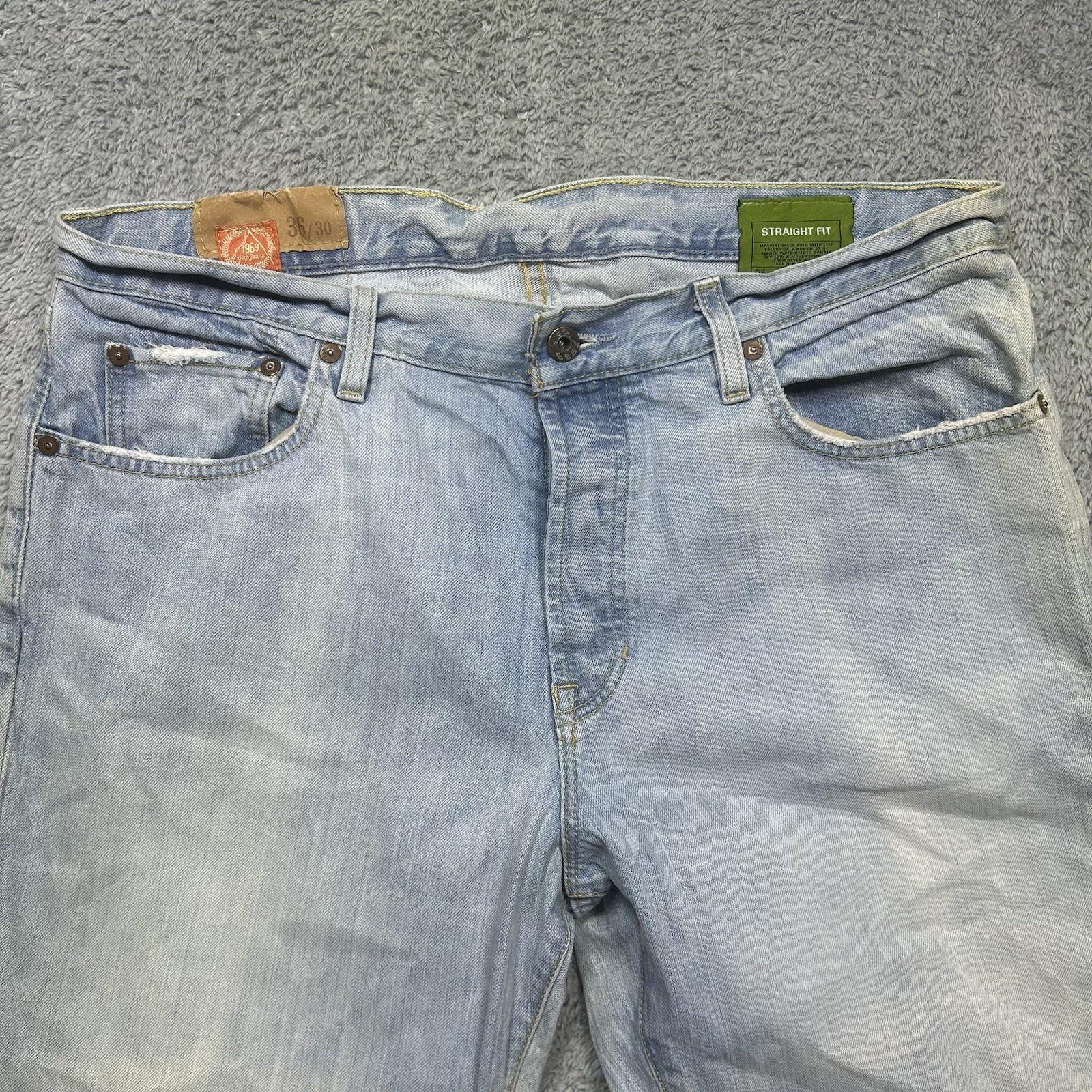 Vintage GAP 1969 Jeans Men’s 36×29 Blue Stonewash Button Fly Straight Fit Y2K