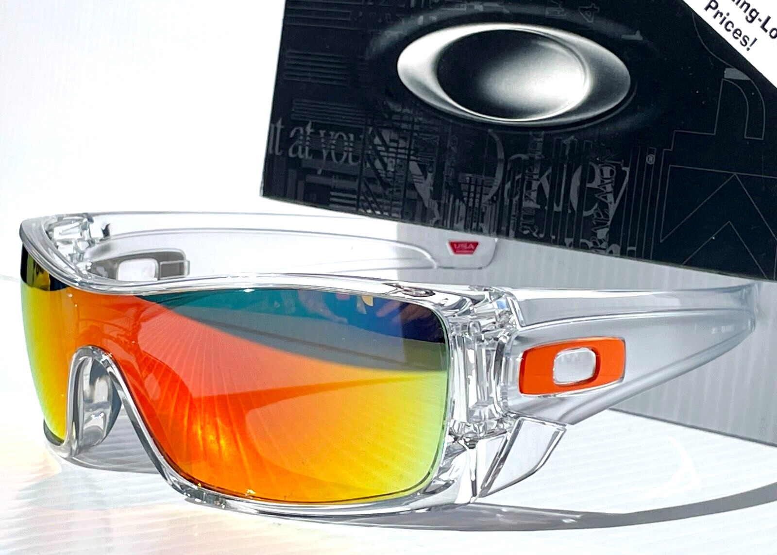 NEW Oakley BATWOLF Clear Orange Icon POLARIZED Spectra Ruby Lens Sunglass 9101