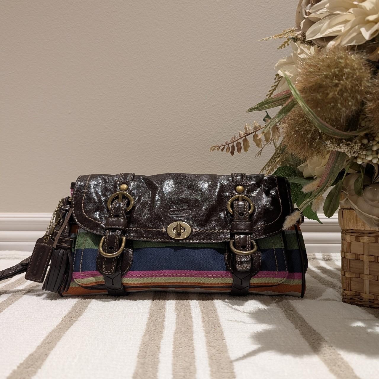 Coach Limited Edit Bag Y2k 65th Anniversary Legacy Wool Striped Ovs Large Clutch