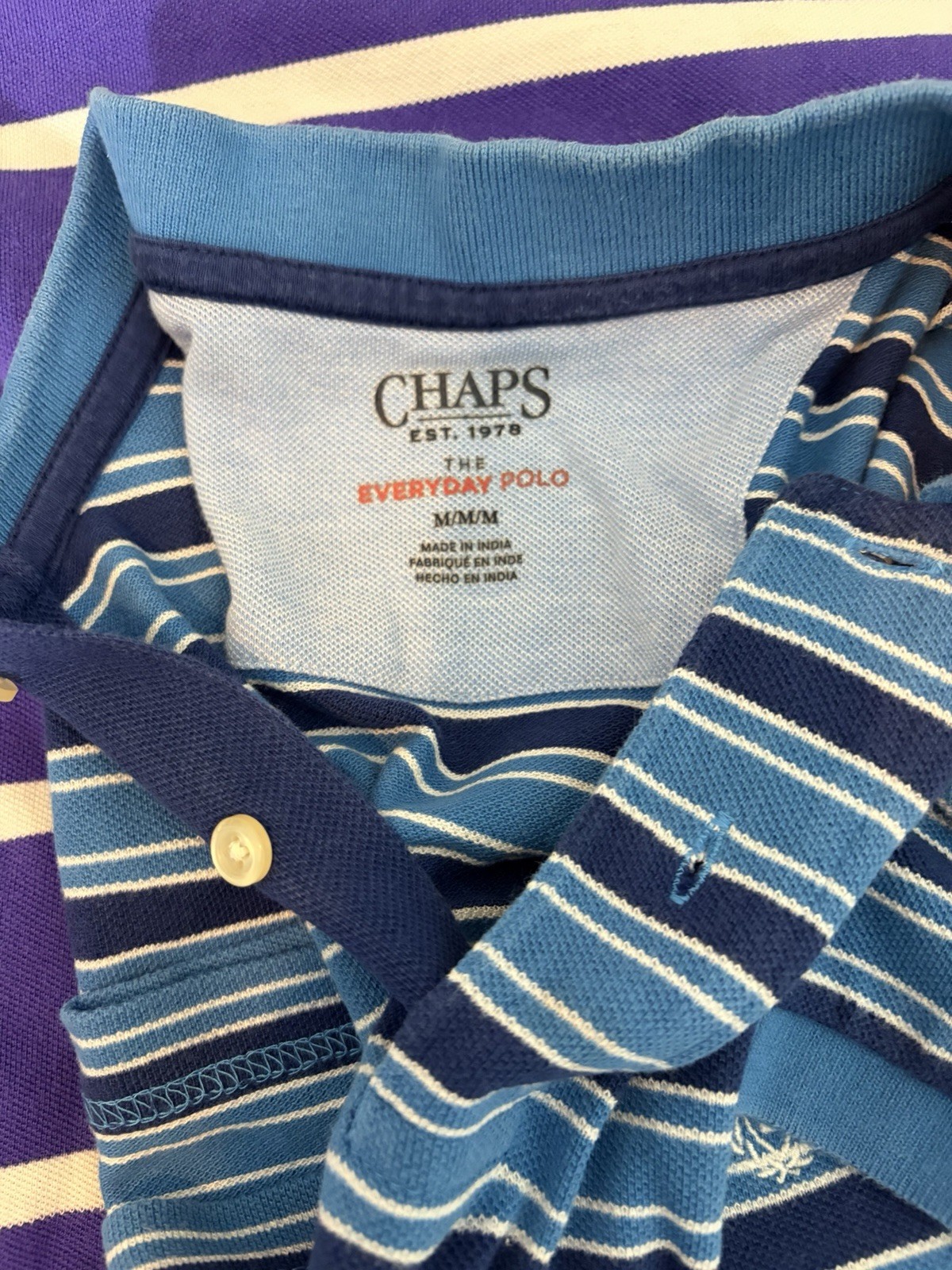 Vintage Chaps T Lauren Mens M Short Sleeve Striped Polo 80’s -90’s Golf Preppy