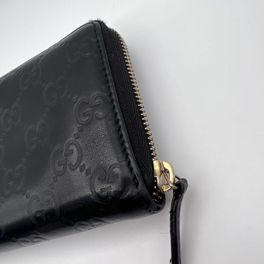 Gucci GUCCI Long Wallet Round Zipper GG Embossed Plate Logo