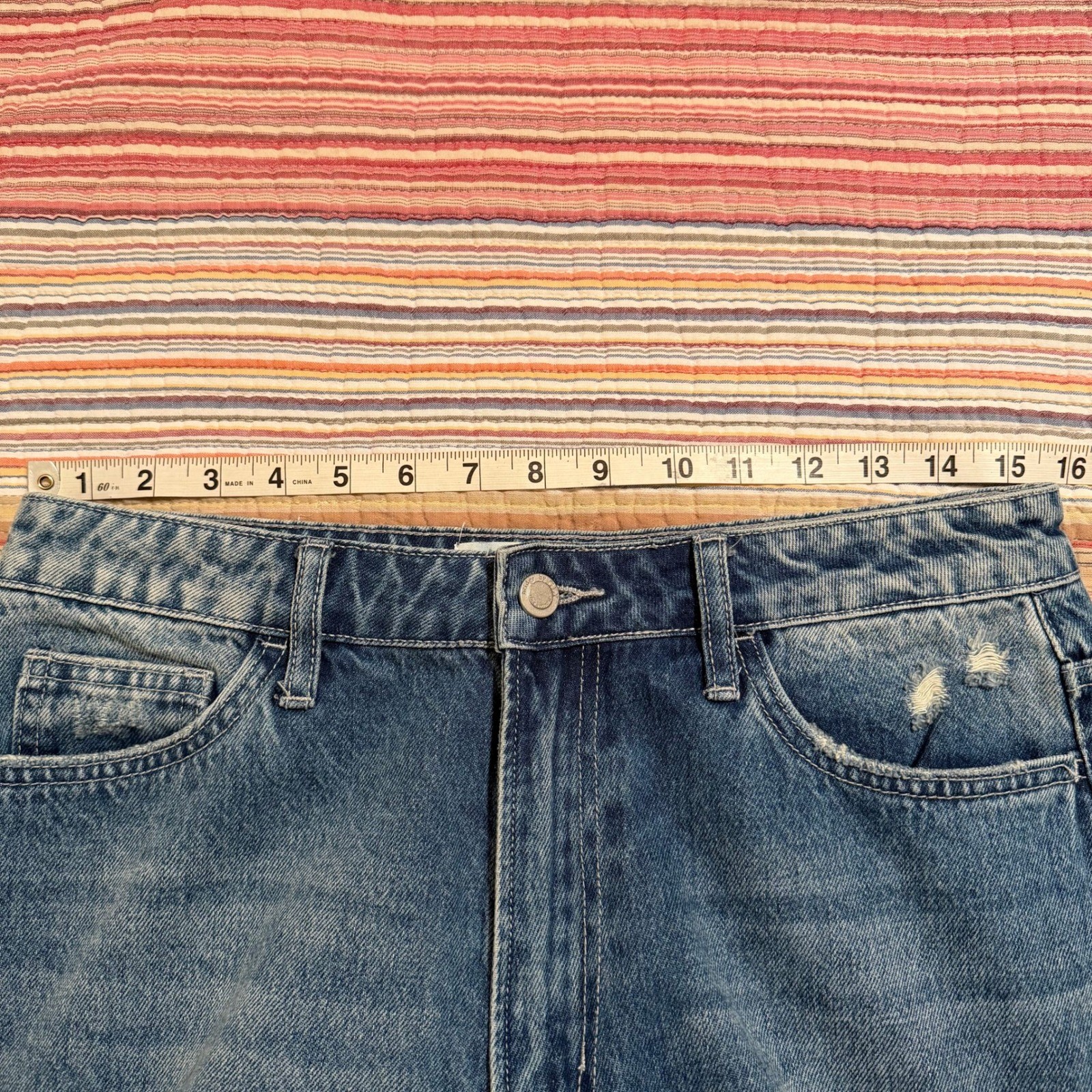 Bridge by Gly Mom Fit Jeans Distressed Ripped Blue Denim Size 28