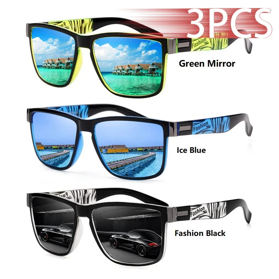 3PCS UV400 Square Sunglasses Set Retro Stylish Outdoor Eyewear Beach Summer Gift