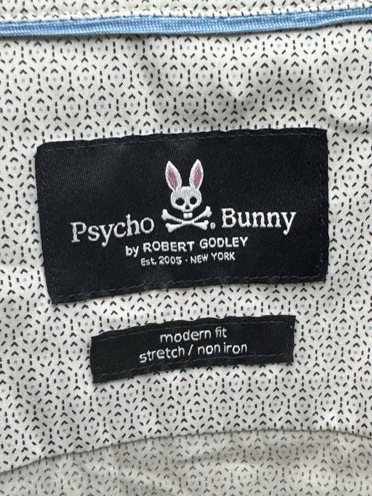 Psycho Bunny Modern Fit Stretch Non Iron Gray Sleeved Button-Down 16 1/2 32/33
