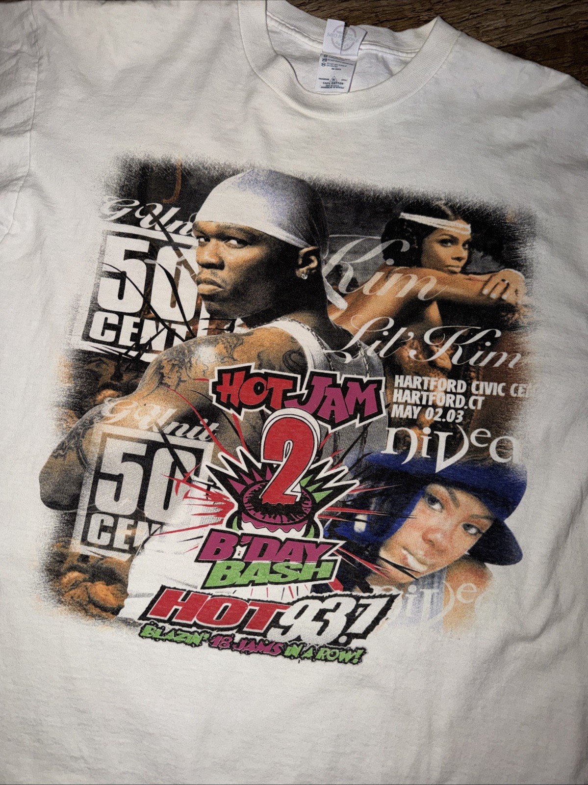 Hot Jam 2 Hot 93.7 2003 Concert Shirt 50 Cent Lil Kim Double Sided Rap Tee XL