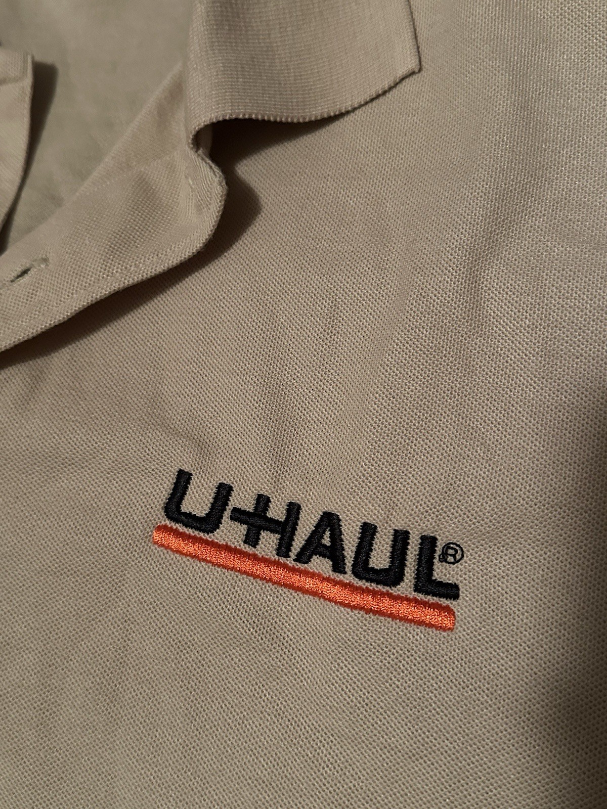 Men’s U-Haul Logo Tan/ Brown Short Sleeve Employee Polo Shirt- Size XL