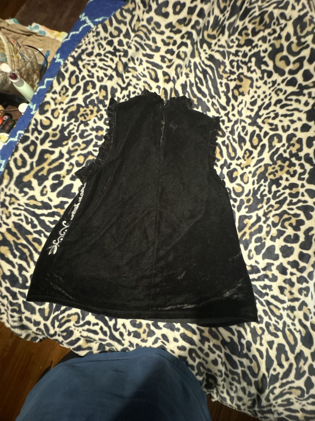 Altar’d State Black Velvet Embroidered Sleeveless Top