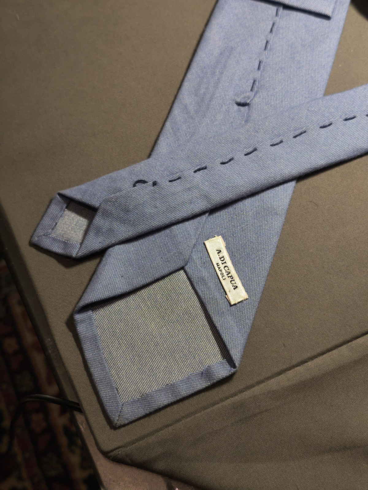 A. Di Capua Napoli – Cotton Tailored Tie Solid Color Blue Jeans
