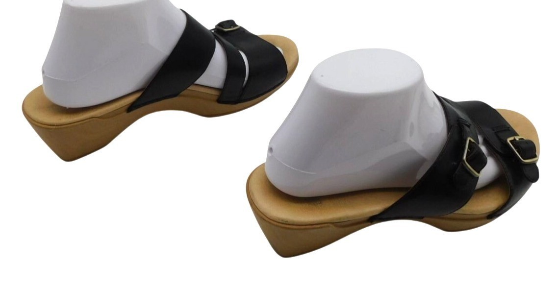 Dansko Karena Sandals EU 40 US 9-9.5 Black Leather Buckle Comfort Slides
