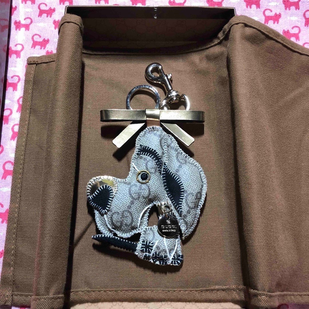 Gucci Auth Guccoli Great Dane Ulisse Dog Charm Key Ring Leather 18 cm 7.1″ Used