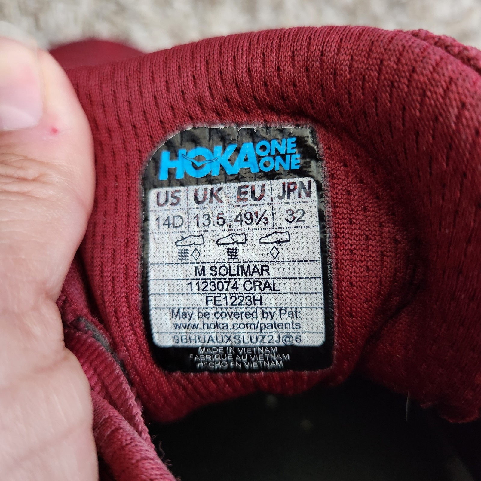 HOKA One One Solimar Running Shoes Sneakers Men’s 14 D Burgundy Red Athletic