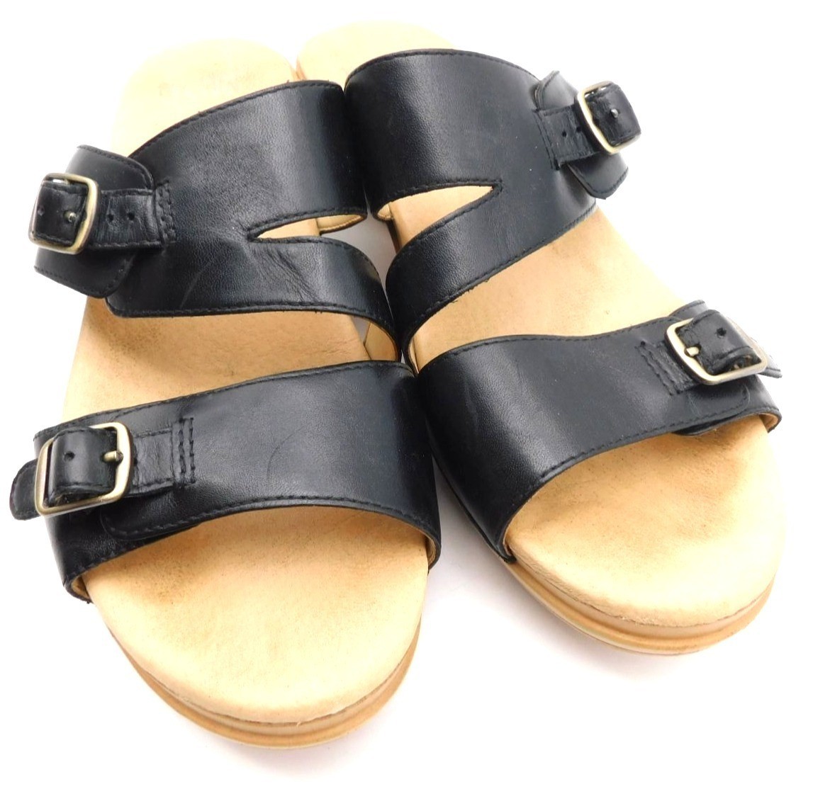 Dansko Karena Sandals EU 40 US 9-9.5 Black Leather Buckle Comfort Slides