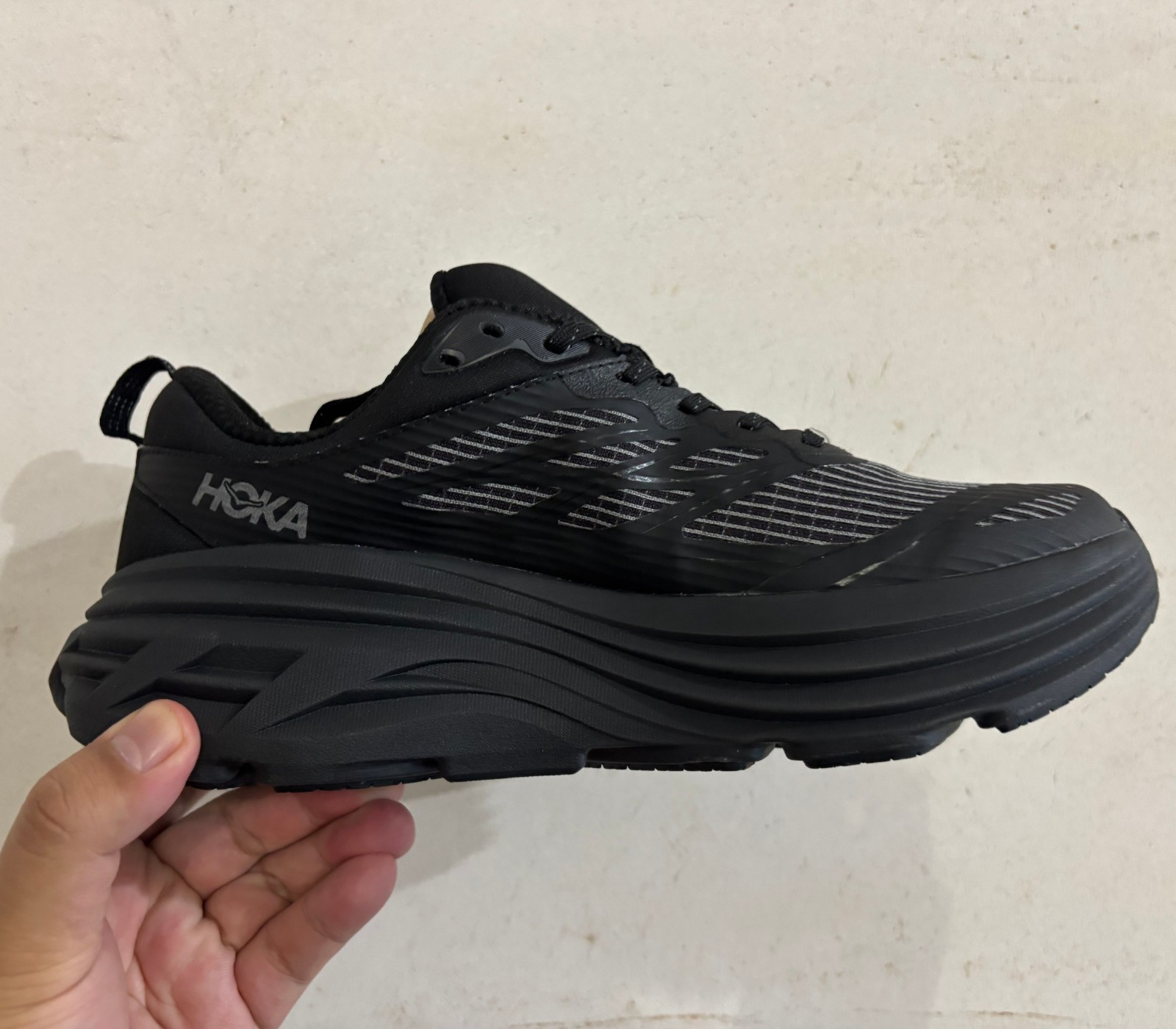 Size US 11 – Hoka Bondi 8 TS Caged Black Men Shoe 1155391-BBLC No Box