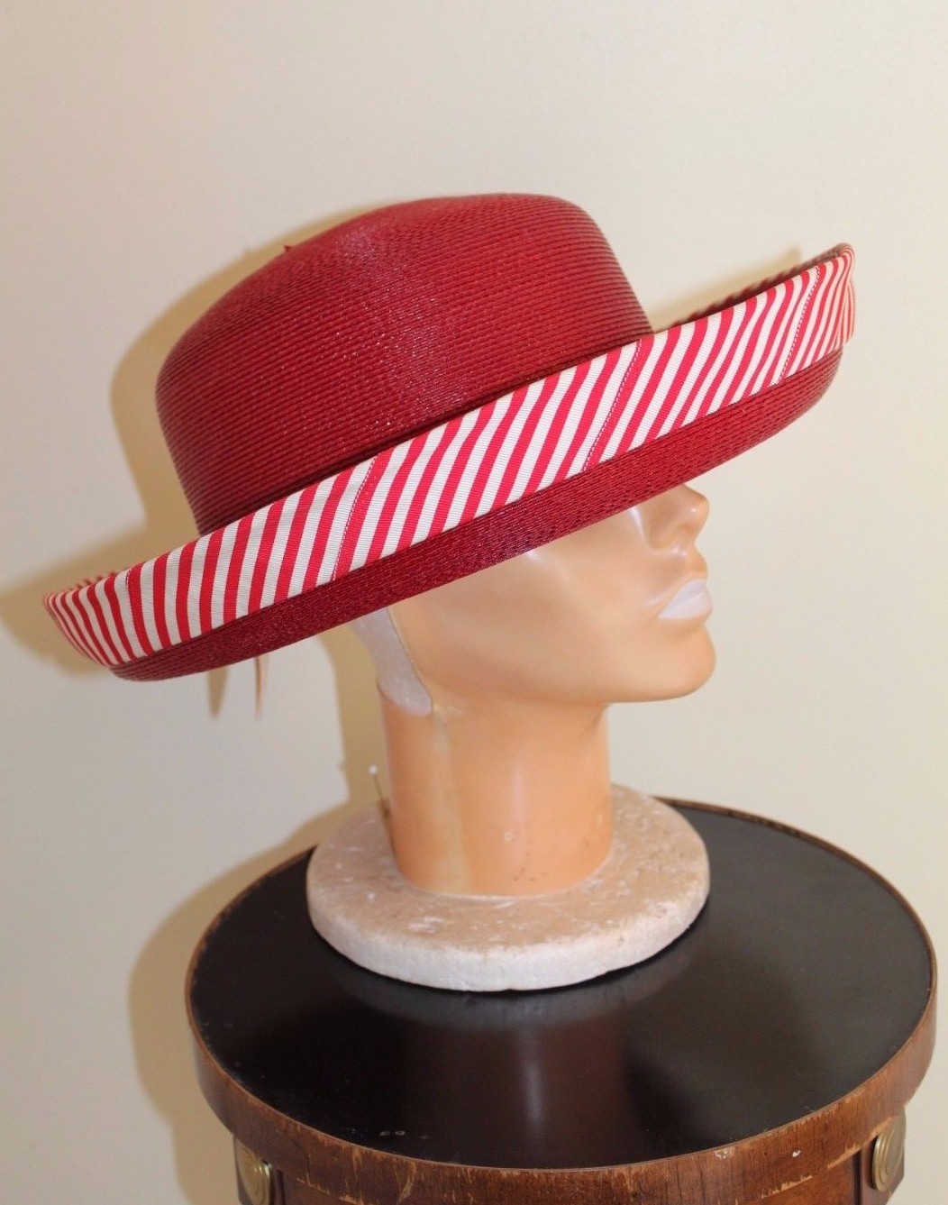 NWT Frank Olive Gold Standard Red Tightly Woven Peppermint Stripe Hat Sz XL