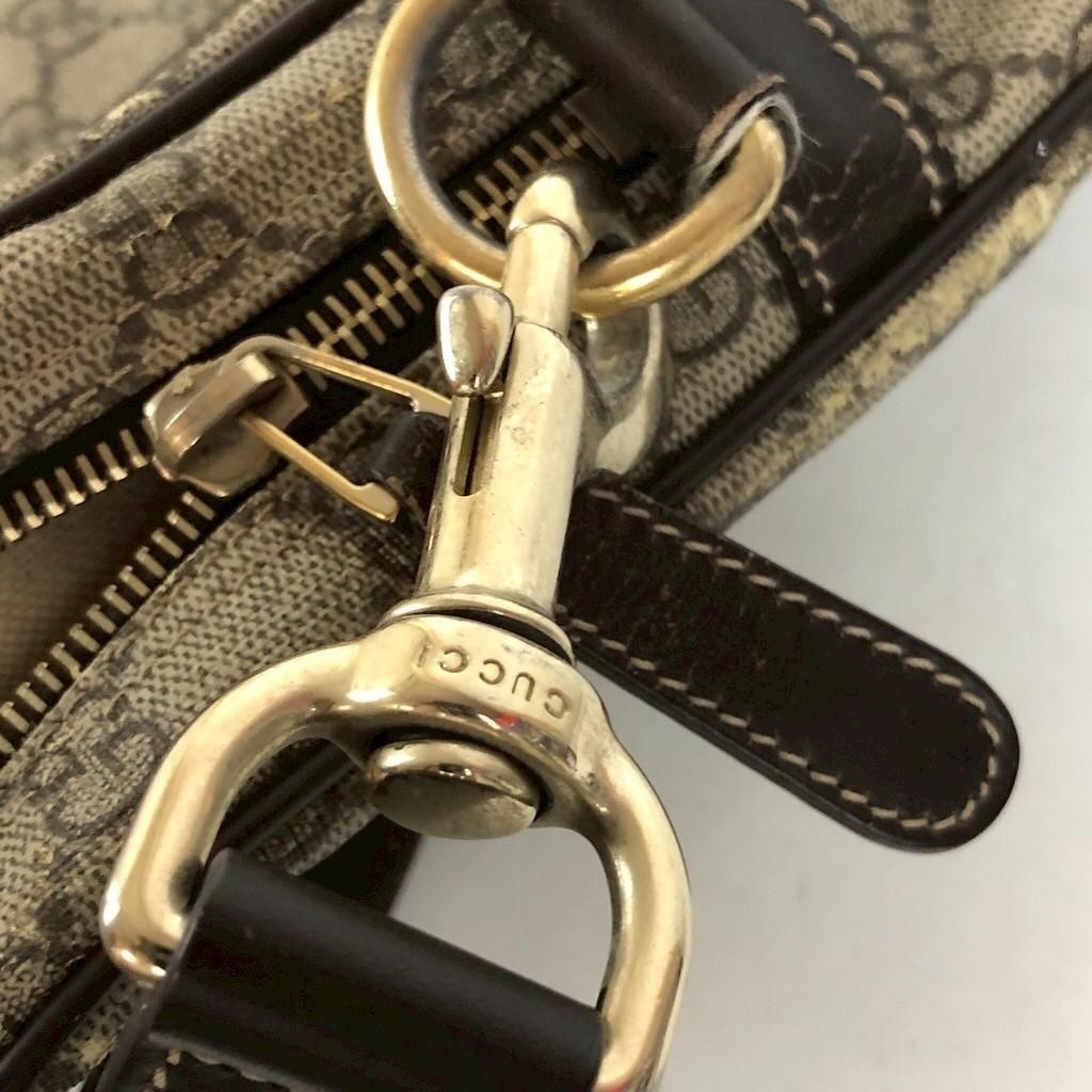 GUCCI GG Supreme 2WAY Business Briefcase Bag Beige Brown Canvas Auth