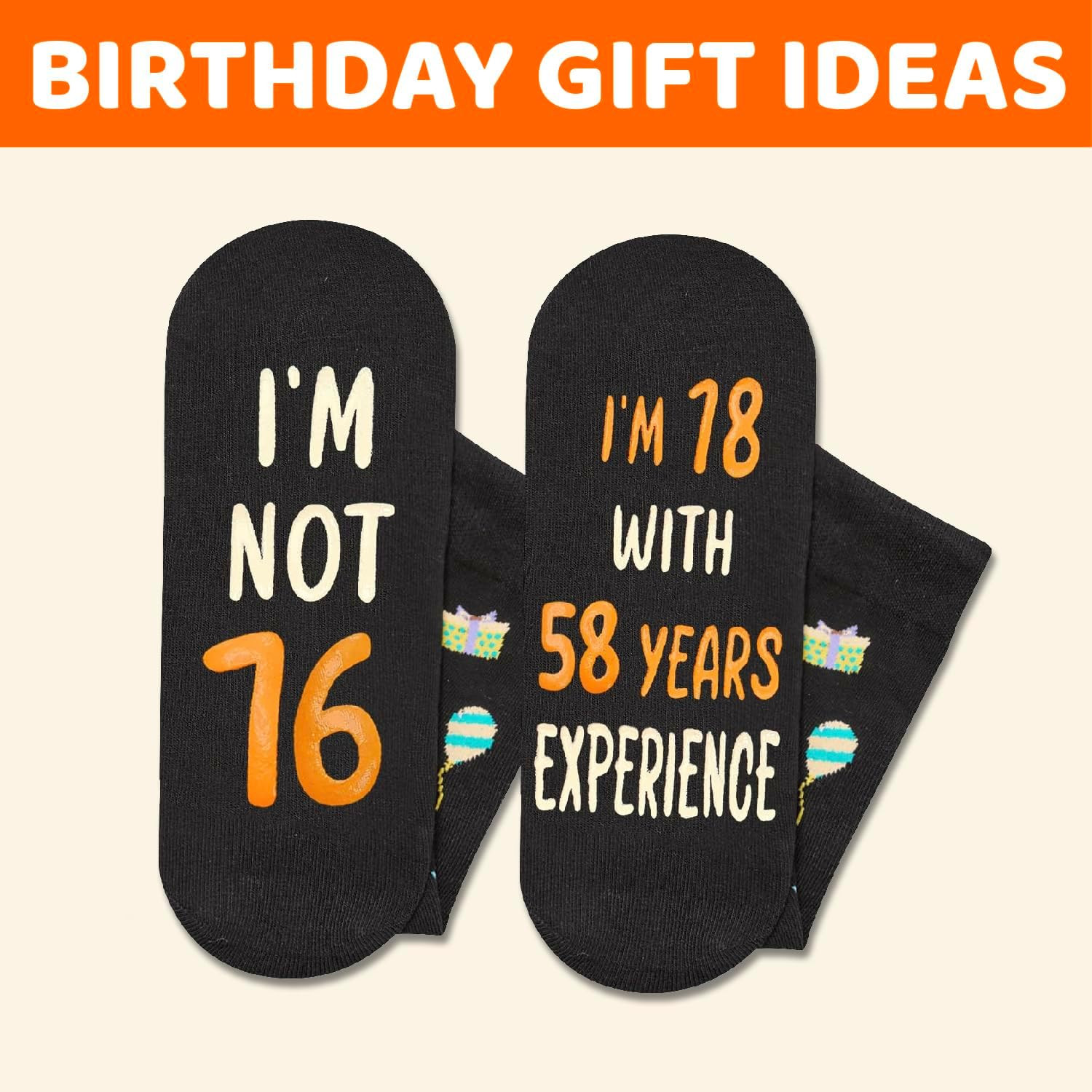 HAPPYPOP Elderly Birthday Gifts – Birthday Socks for 71-100 Years Old