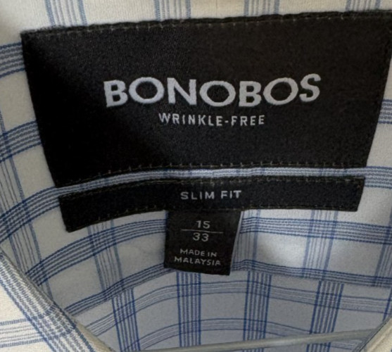 Bonobos Men Button Down Shirt Blue Check Slim Fit Size 15″-33″ -Taking Offers